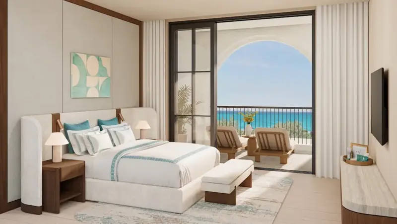 One-bedroom Nammos residence bedroom with sea view