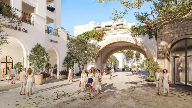 Promenade and arches in Nammos Village