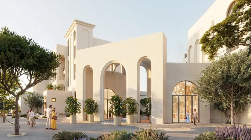 Branded residence lobby entrance at Nammos