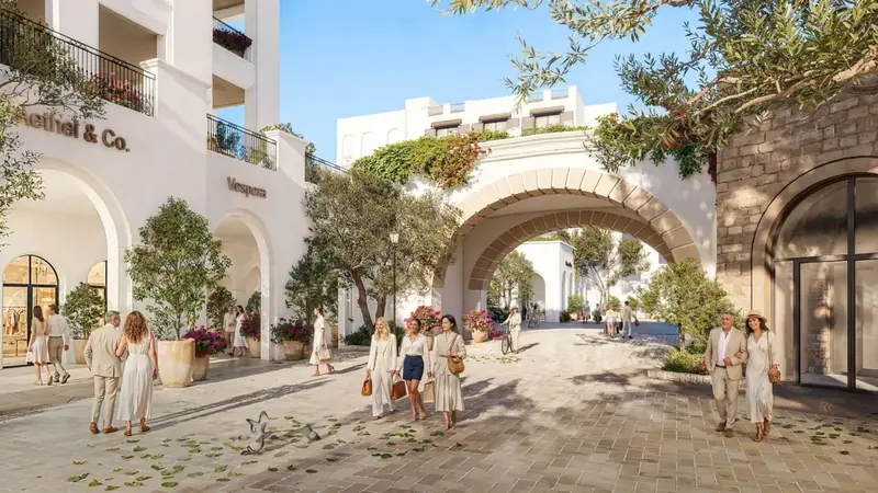Arched street in Nammos Village
