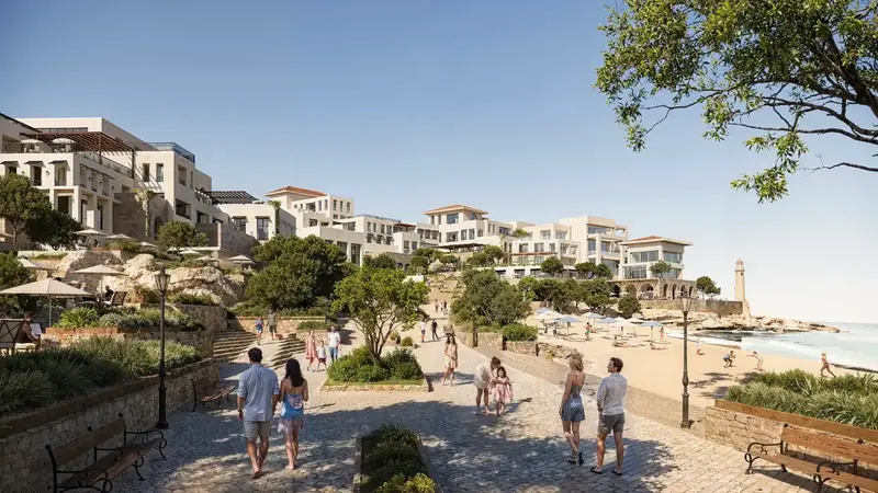 Pedestrian promenade along the Wadi Yemm shoreline in Ras El Hekma