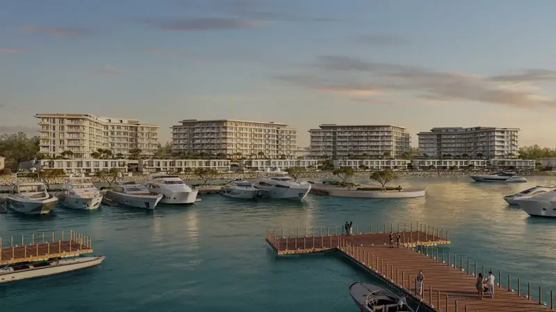 Waterfront Residences Wadi Yemm buildings above the marina
